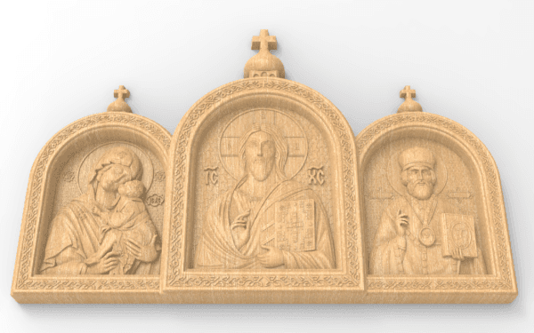 Holy Family Triptych 3D Icon