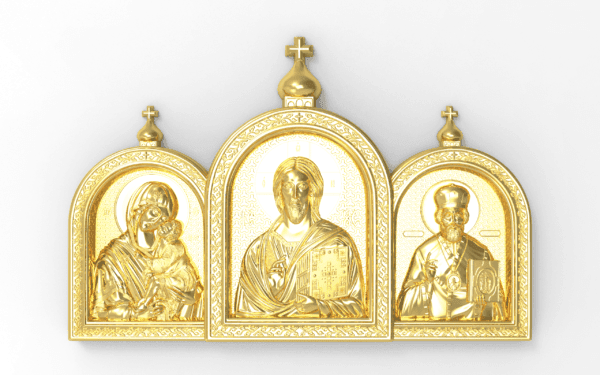 Holy Family Triptych 3D Icon