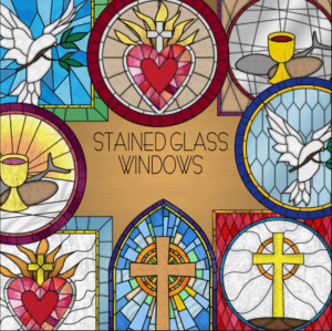 Stained Glass Christian Silhouettes x8
